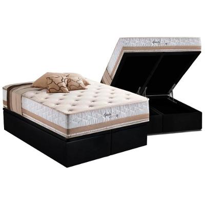 Cama Box Baú King: Colchão Molas Herval Maxspring Spain + Base Crc Suede Black(193X203)