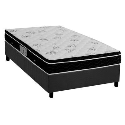Cama Box Solteiro: Colchão Molas Bonnel Ortobom Nanolastic Physical Spring + Base CRC Suede Gray(88x188)