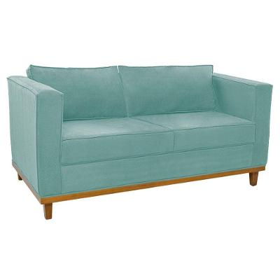 Sofá 2 Lugares Europa Suede Azul Tiffany
