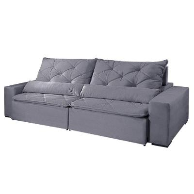 Sofá 4 Lugares Retrátil Infinity 2.50m Veludo Cinza Profundo - Móveis Mix Cinza Profundo