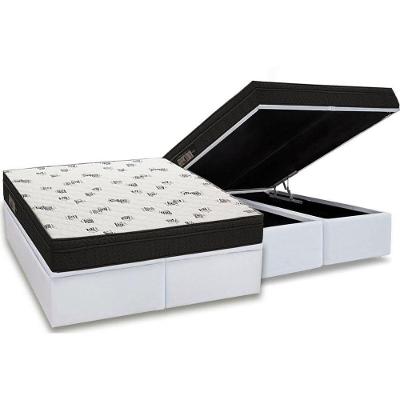 Cama Box Baú Queen: Colchão Espuma D45 Ortobom Light Saúde OrtoPillow + Base CRC Courano White(158x198)