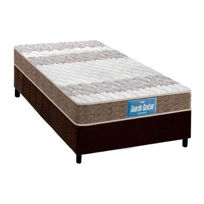 Cama Box Solteiro: Colchão Espuma D33 Probel /EP Anatômico Guarda Costas Próintense Double Face+ Base CRC Suede Brown(88x188)
