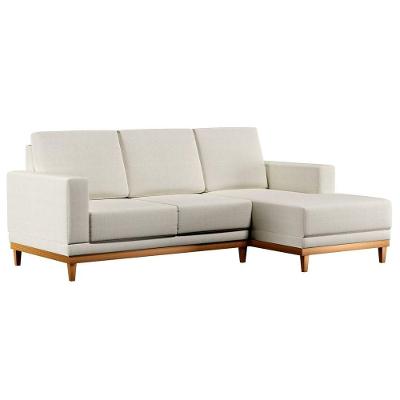 Sofá Kayrós 200cm 3 Lugares Com Chaise Esquerdo D05 Linho Cru