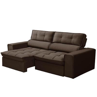 Sofá Retrátil Reclinável 3 Lugares 220Cm Blanches F05 Veludo Marrom