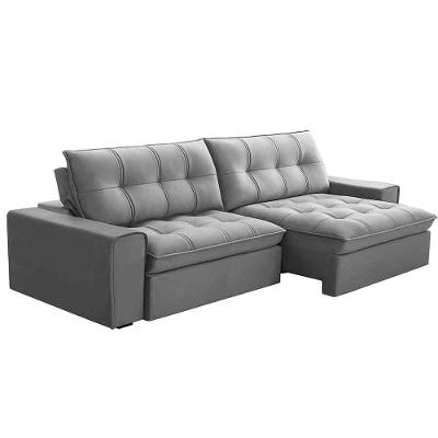 Sofá Retrátil Reclinável 3 Lugares 250Cm Argon F05 Veludo Prata
