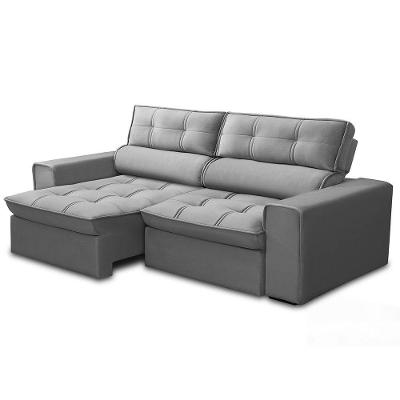 Sofá Retrátil Reclinável 3 Lugares 220Cm Blanches F05 Veludo Prata