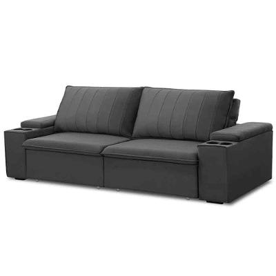 Sofá Retrátil Reclinável 3 Lugares 225Cm Baluart F05 Veludo Grafite
