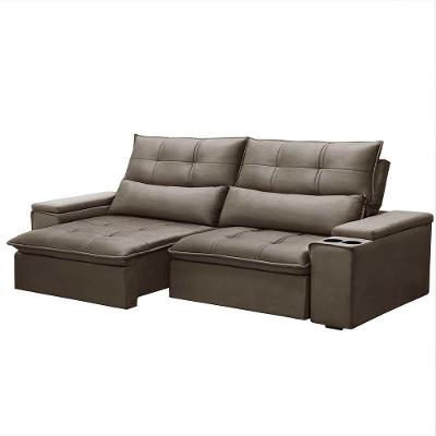 Sofá Retrátil Reclinável 3 Lugares 230Cm Moritz F05 Veludo Castor