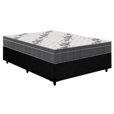 Cama Box Casal: Colchão Anatômico Ortobom D33/EP Airtech 100 + Base CRC Courano Black(138x188)