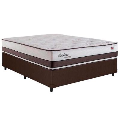 Cama Box Casal: Colchão Molas Herval Maxspring Sublime + Base Crc Courano Brown(138X188)