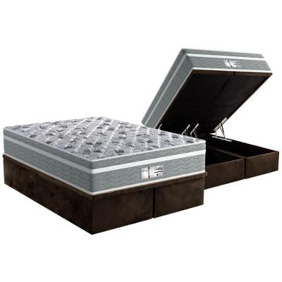 Cama Box Baú King: Colchão Molas Probel Masterpocket Ensacadas Evolution + Base Brown(193X203)
