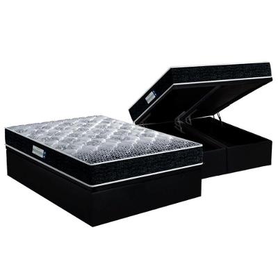 Cama Box Baú Casal: Colchão Anatômico Probel D33 / EP ProDormir Advanced Tech1500 + Base CRC Suede Preto(138x188)