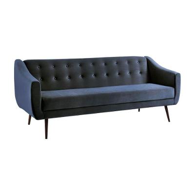 Sofá Cama Sala De Estar Pés Palito Cuddle Veludo Azul Marinho - Gran Belo