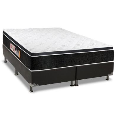Cama Box King: Colchão Espuma Castor D33 Black e White Double Face + Base CRC Suede Black(193x203)