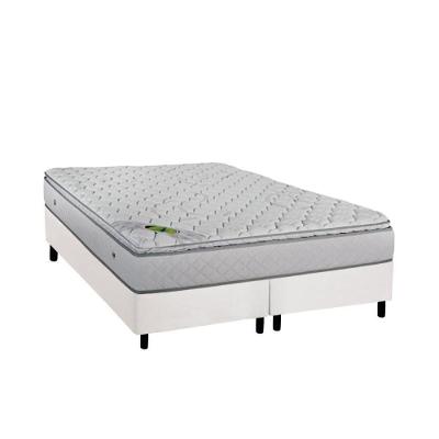 Cama Box Queen: Colchão Molas Ensacadas Luckspuma MasterPocket Luck Spring + Base CRC Courano White(158x198)