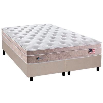 Cama Box Queen: Colchão Molas MasterPocket Ensacadas Plumatex   Miami + Base CRC Courano Branco(158x198)