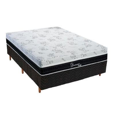 Cama Box Casal: Colchão Molas Ensacadas Polar MasterPocket Diamond + Base CRC Rústico Black(138x188)