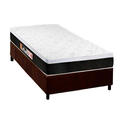 Cama Box Solteiro: Colchão Espuma Castor D45 Black e White AIR + Base CRC Suede Brown(88x188)