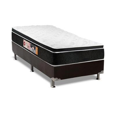 Cama Box Solteiro: Colchão Espuma Castor D33 Black e White + Base CRC Suede Black(88x188)