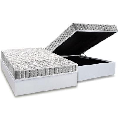 Cama Box Baú Casal: Colchão Espuma D33 Anjos Orthosono + Base CRC Courano White(138x188)