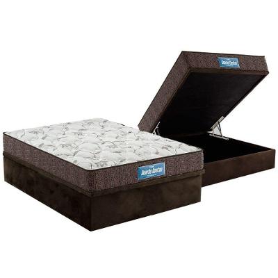 Cama Box Baú Casal: Colchão Ortopédico Probel D28 / EP Guarda Costas PróMiddle Double Face + Base CRC Suede Brown(138x188)