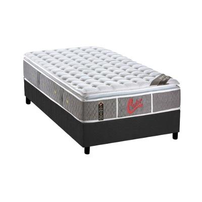 Cama Box Solteiro: Colchão Molas Pocket Ensacadas Castor  Light Stress Oxygen New One Face + Base CRC Suede Cinza(88x188)