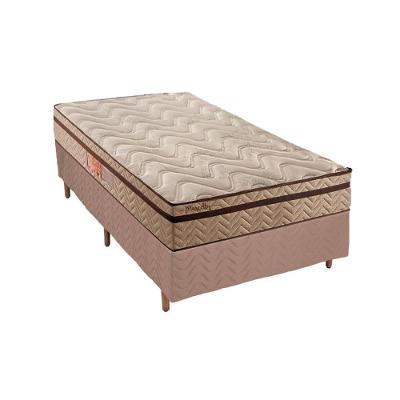 Cama Box Solteiro: Colchão Molas Paropas MasterPocket Ensacadas Marcelly Ibiza + Base CRC Suede Bege(88x188)