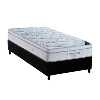 Cama Box Solteiro: Colchão Molas Ensacadas Ortobom SuperPocket Freedom Visco + Base CRC Suede Black(88x188)