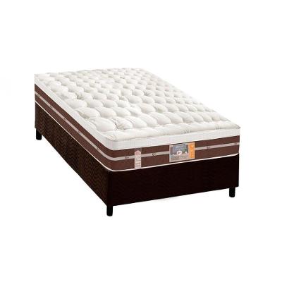 Cama Box Solteiro: Colchão Molas Castor Pocket Silver Star Air Híbrido + Base CRC Suede Brown(88x188)