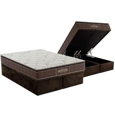 Cama Box Baú King: Colchão Ortopédico Probel Guarda Costas Extra Firme + Base Brown(193X203)