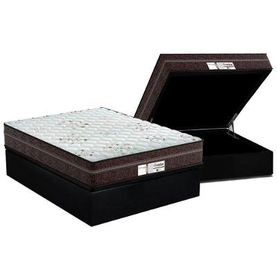 Cama Box Baú Casal: Colchão Molas Ensacadas Probel MasterPocket ProDormir Evolution + Base CRC Suede Black(138x188)