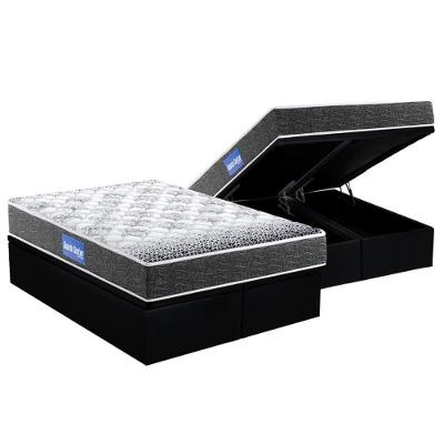 Cama Box Baú King: Colchão Espuma Probel D23 Guarda Costas Super Resistente + Base Black(193X203)