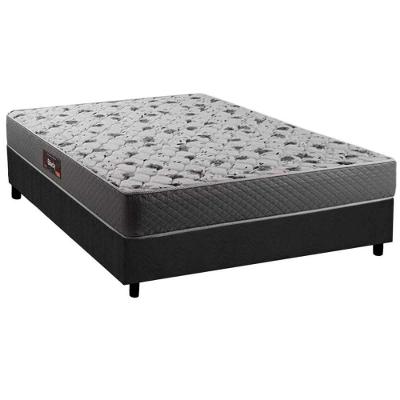 Cama Box Casal: Colchão Ortopédico Herval D28/AG65 Black + Base CRC Suede Gray(138x188)