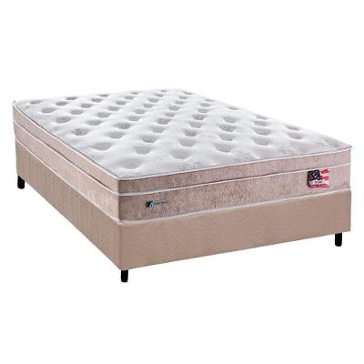 Cama Box Casal: Colchão Molas Sealy MasterPocket Ensacadas Miami + Base CRC Suede Bege(138x188)