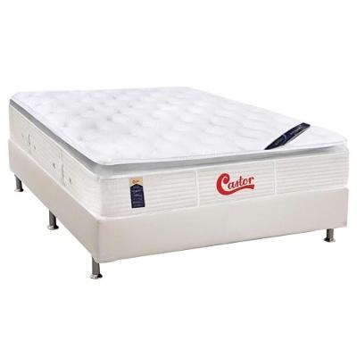 Cama Box Casal: Colchão Molas Ensacadas Castor Pocket Gold Star Vitagel SLX + Base CRC Courano White(138x188)
