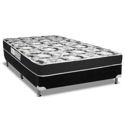 Cama Box Casal: Colchão Espuma Luckspuma D28 Celebrity + Base CRC Suede Black(138x188)