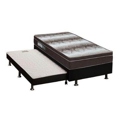 Cama Box c/Auxiliar Solteiro: Colchão Ortopédico Ortobom Light + Base CRC Courano Black(88x188)
