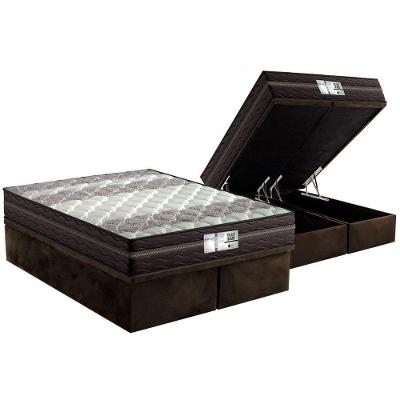 Cama Box Baú Queen: Colchão Molas Probel Prolastic ProDormir Palace + Base CRC Suede Brown(158x198)