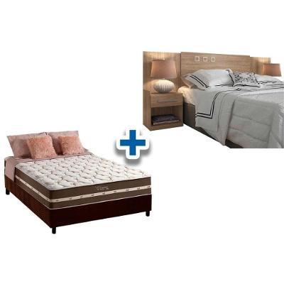 Cama Box Casal CRC + Colchão Molas Classic + Cabeceira Plus Atacama