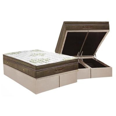 Cama Box Baú Queen: Colchão Molas SuperPocket Ensacadas Ortobom  Gold Visco UltraGel Pilow Touch + Base CRC Suede Clean(158x198)