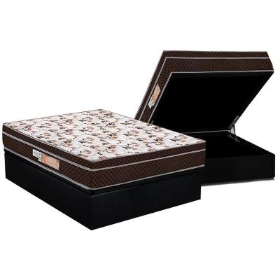 Cama Box Baú Casal: Colchão Espuma Polar D28 / EP Orthopremium Hiper Resistence + Base CRC Suede Black(138x188)