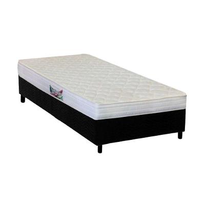 Cama Box Solteiro: Colchão Ortopédico Herval AG65 Frontier + Base CRC Suede Black(88x188)