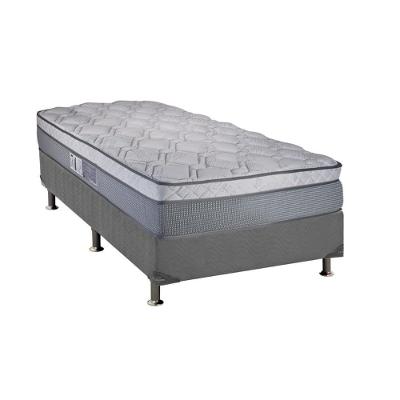 Cama Box Solteiro: Colchão Molas Ensacadas Luckspuma MasterPocket New Maxi + Base CRC Suede Gray(88x188)