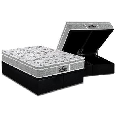 Cama Box Baú Queen: Colchão Anatômico Probel D45 / EP Guarda Costas PróExtreme Plus + Base CRC Suede Black(158x198)