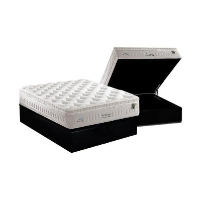 Cama Box Baú Casal: Colchão Molas MasterPocket Ensacadas Anjos   Impressione + Base CRC Suede Black(138x188)