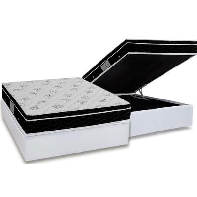 Cama Box Baú Casal: Colchão Molas Ortobom Nanolastic Physical + Base CRC Courano White(138x188)