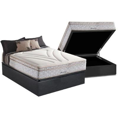 Cama Box Baú Casal: Colchão Molas Herval Maxspring American + Base CRC Suede Gray(138x188)