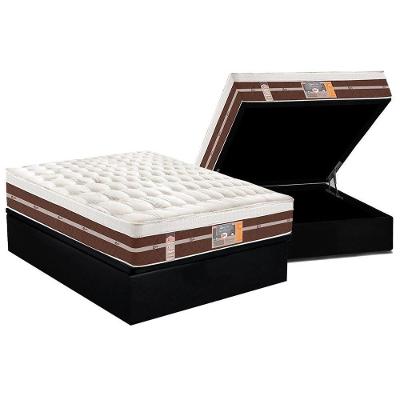 Cama Box Baú Casal: Colchão Molas Pocket Ensacadas Castor  Silver Star Air Híbrido + Base CRC Courano Black(138x188)