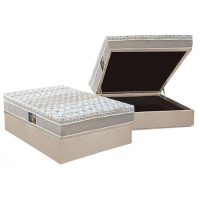 Cama Box Baú Casal: Colchão Molas Ensacadas Castor Pocket Class + Base CRC Suede Clean(138x188)