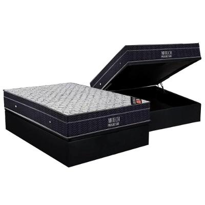 Cama Box Baú Casal: Colchão Molas Bonnel Ortobom Nanolastic Airtech Progressive + Base CRC Suede Black(138x188)